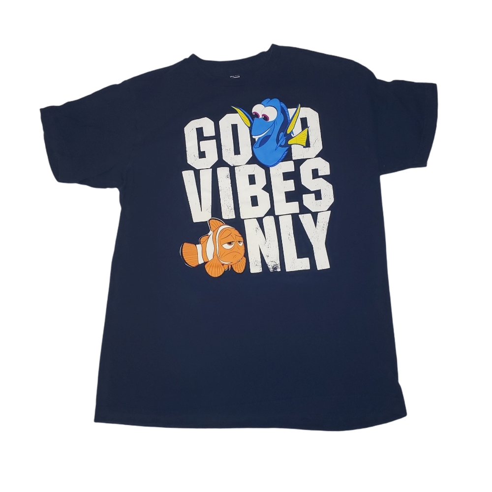Finding Dory Shirt Good Vibes Only Nemo Graphic Tee Medium Disney Pixar Blue